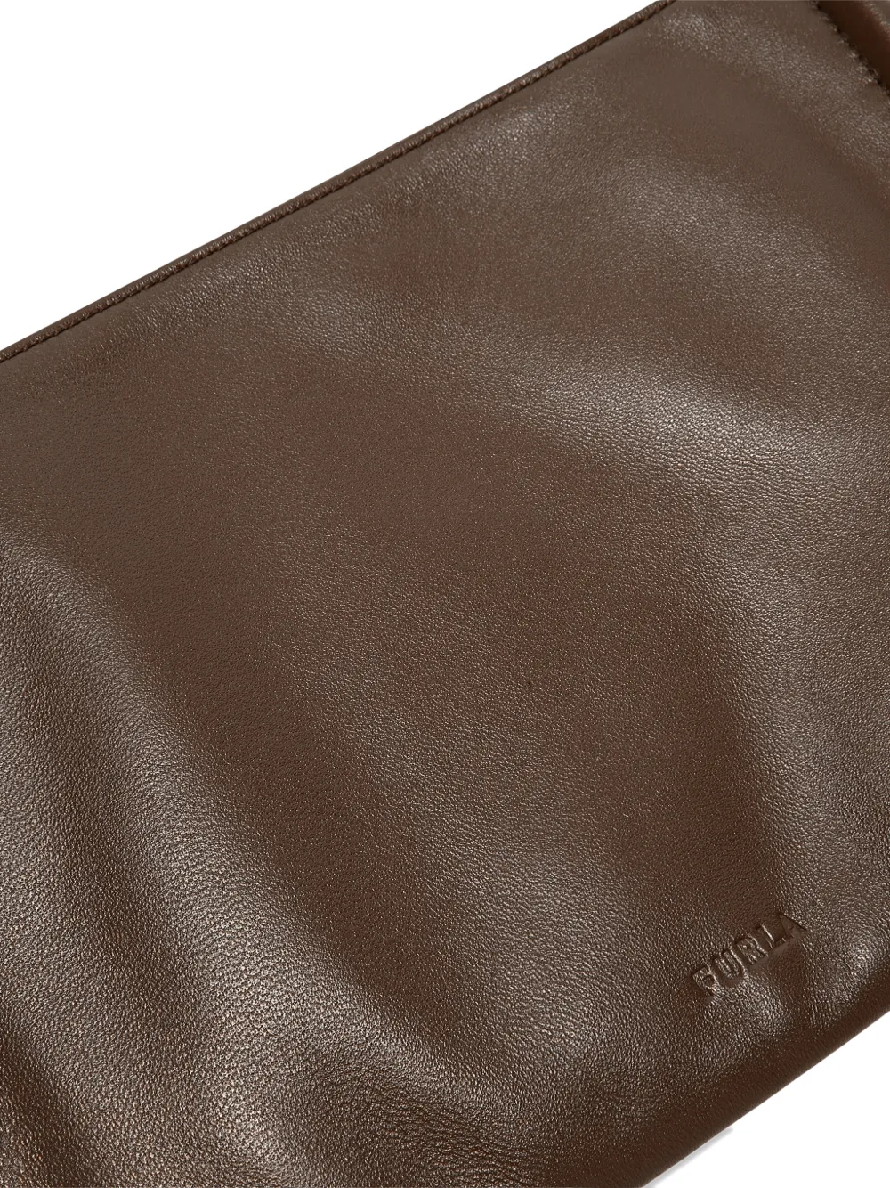 Furla XL suède schoudertas met franje Bruin