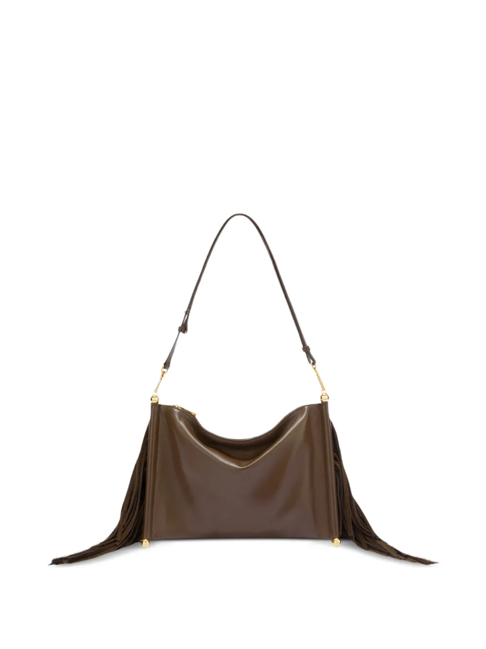 Furla XL suede fringing shoulder bag - Marrone