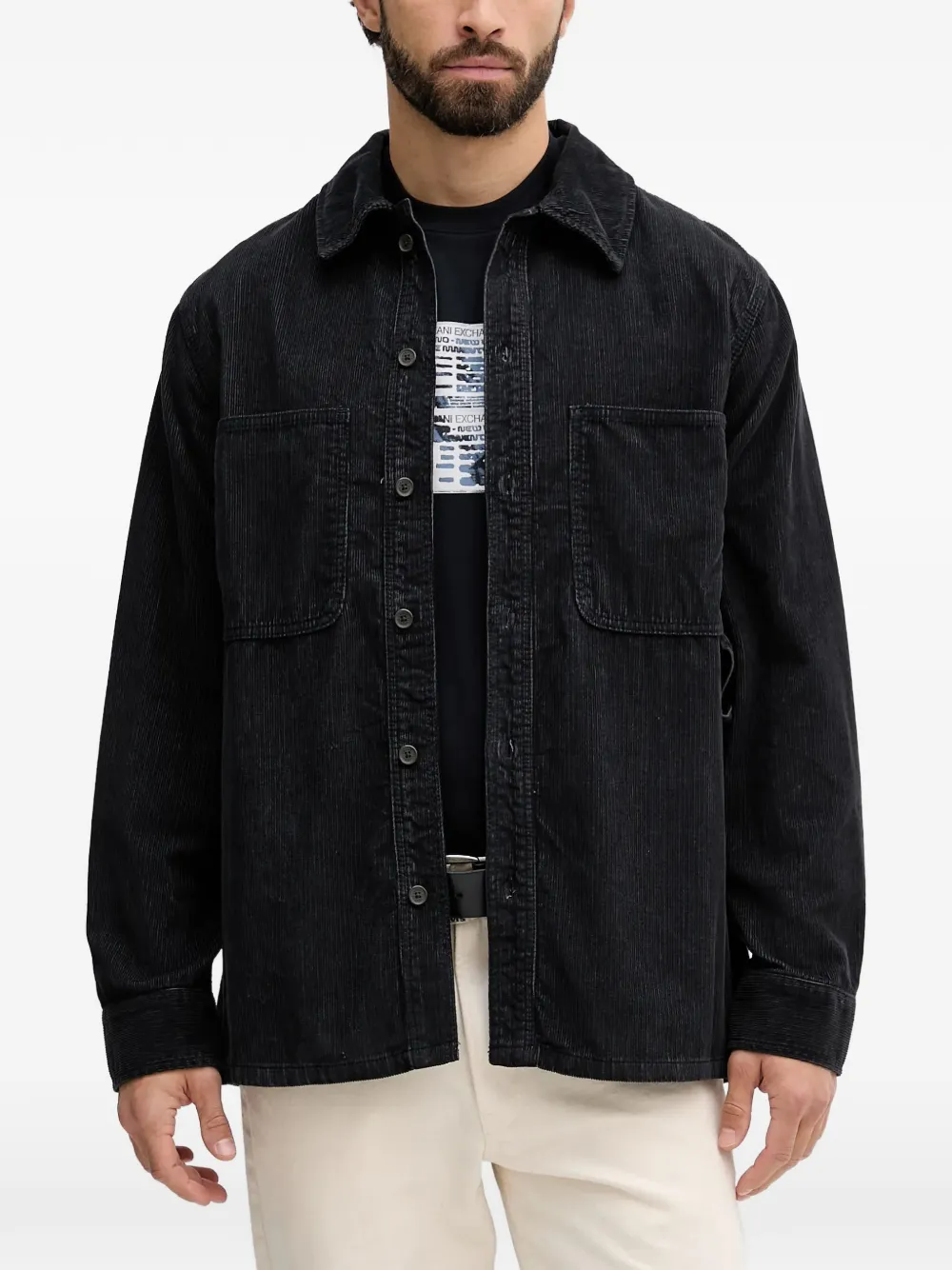 Armani Exchange pocket corduroy shirt - Nero