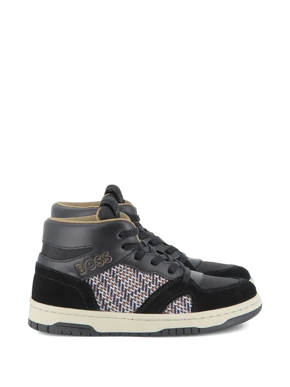 BOSS Kidswear panelled high-stop sneakers Zwart