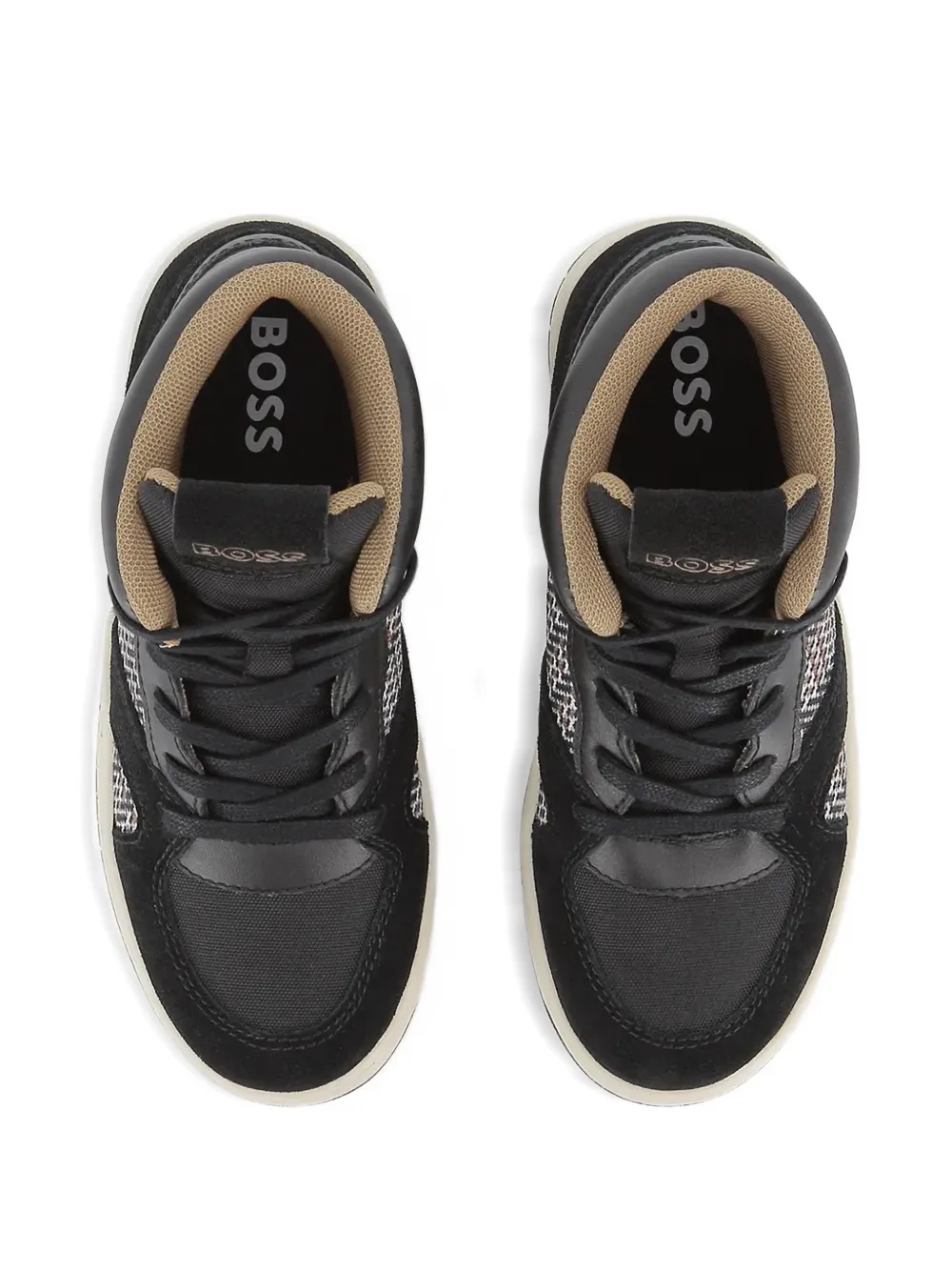 BOSS Kidswear panelled high-stop sneakers Zwart