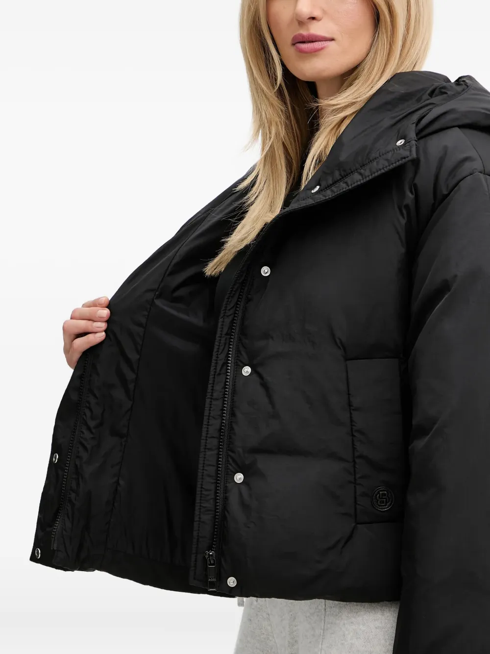 BOSS Paffia jack met capuchon en knopen Zwart