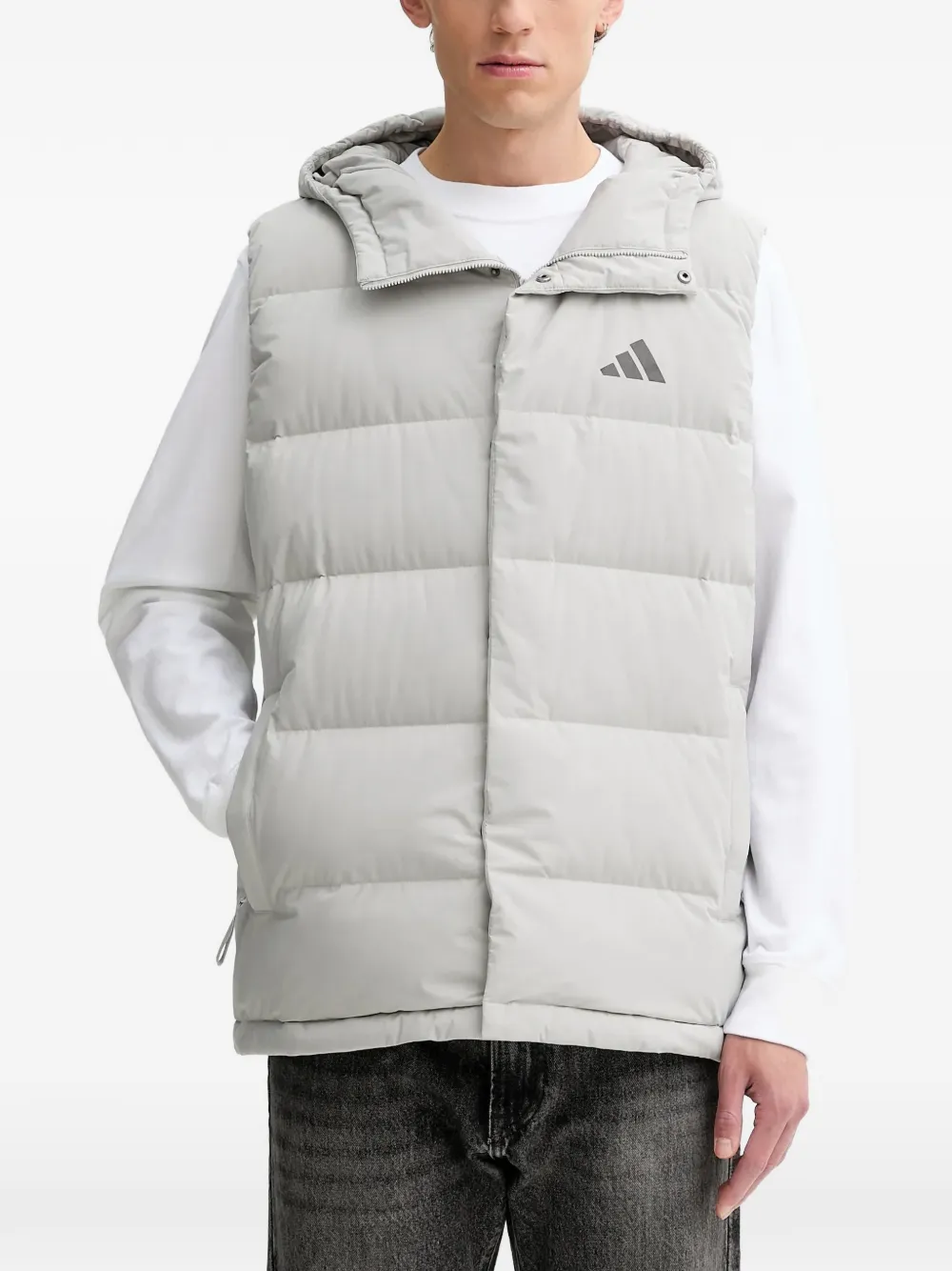 adidas hooded logo-print gilet - Grau
