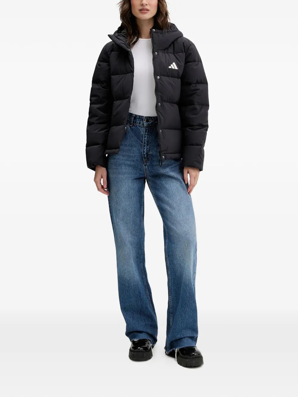  Adidas Hooded Puffer Jacket - Black 