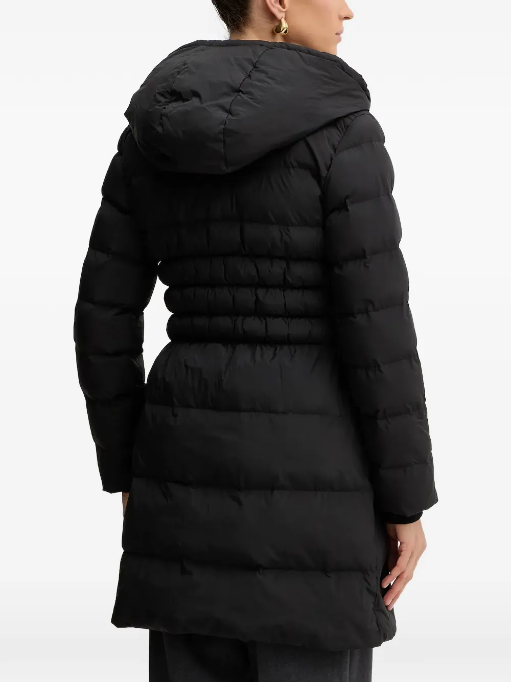  Armani Exchange Hooded Buttoned Puffer Jacket - Black 