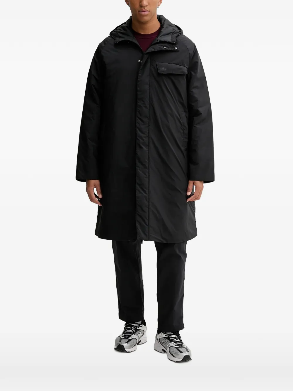 adidas hooded parka coat - Schwarz