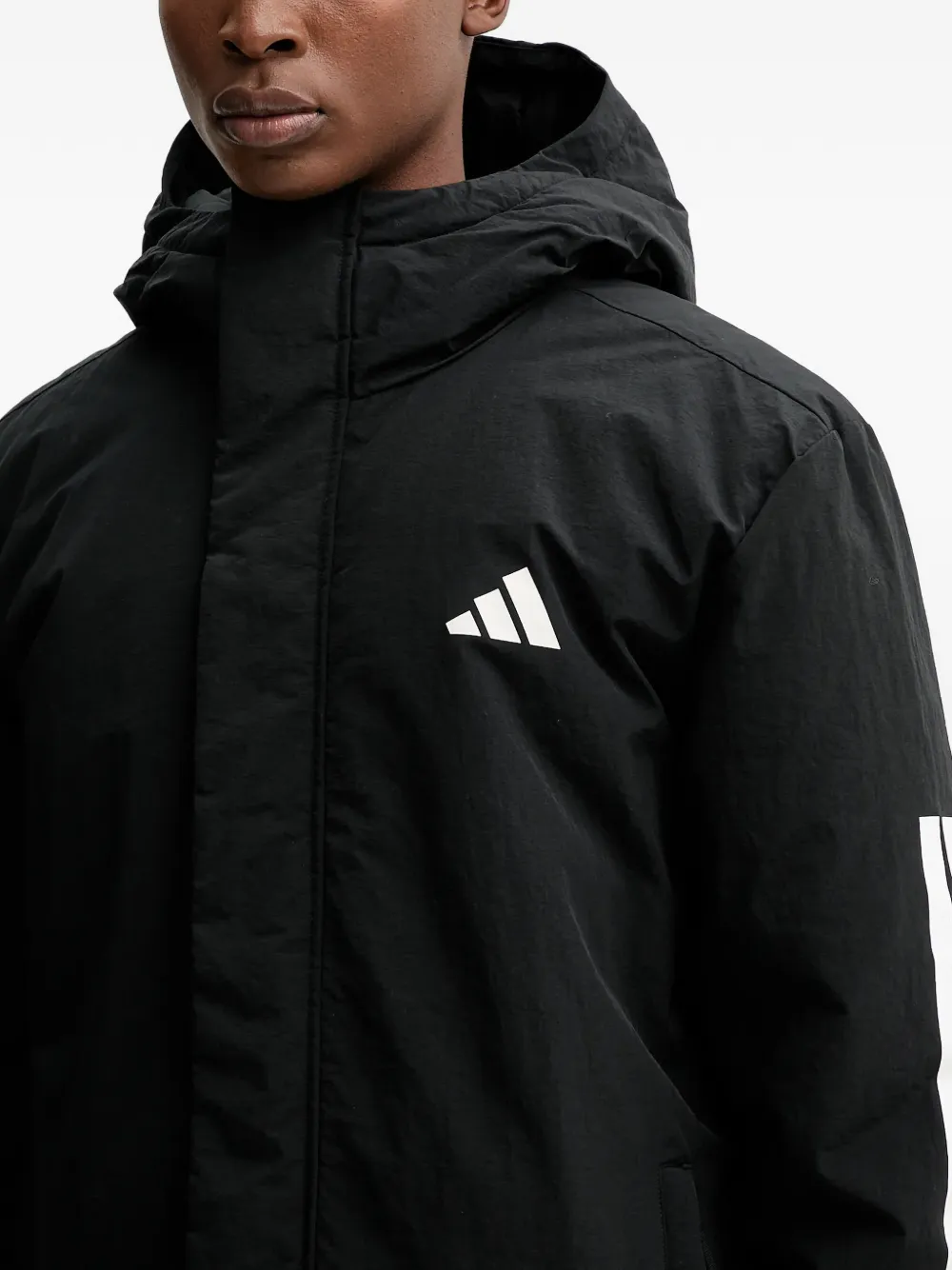 adidas Jack met capuchon en drie strepen Zwart