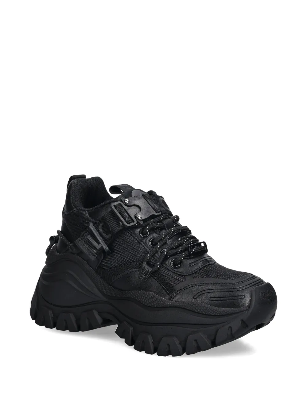 Buffalo 80mm Lola Buckle Lace-up Sneakers In Black