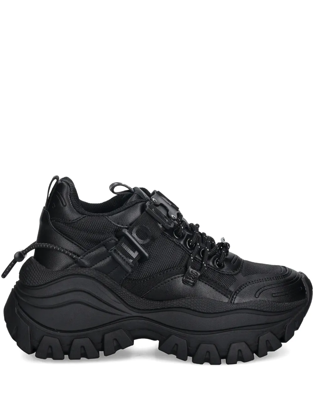 Buffalo 80mm Lola Buckle Lace-up Sneakers In Black