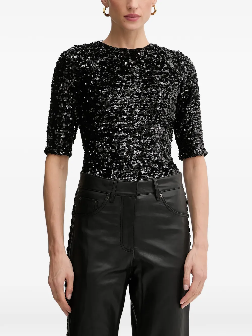 Bardot sequin-embellished top - Nero