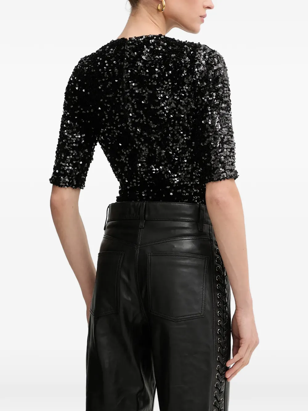  Bardot Sequin-embellished Top - Black 