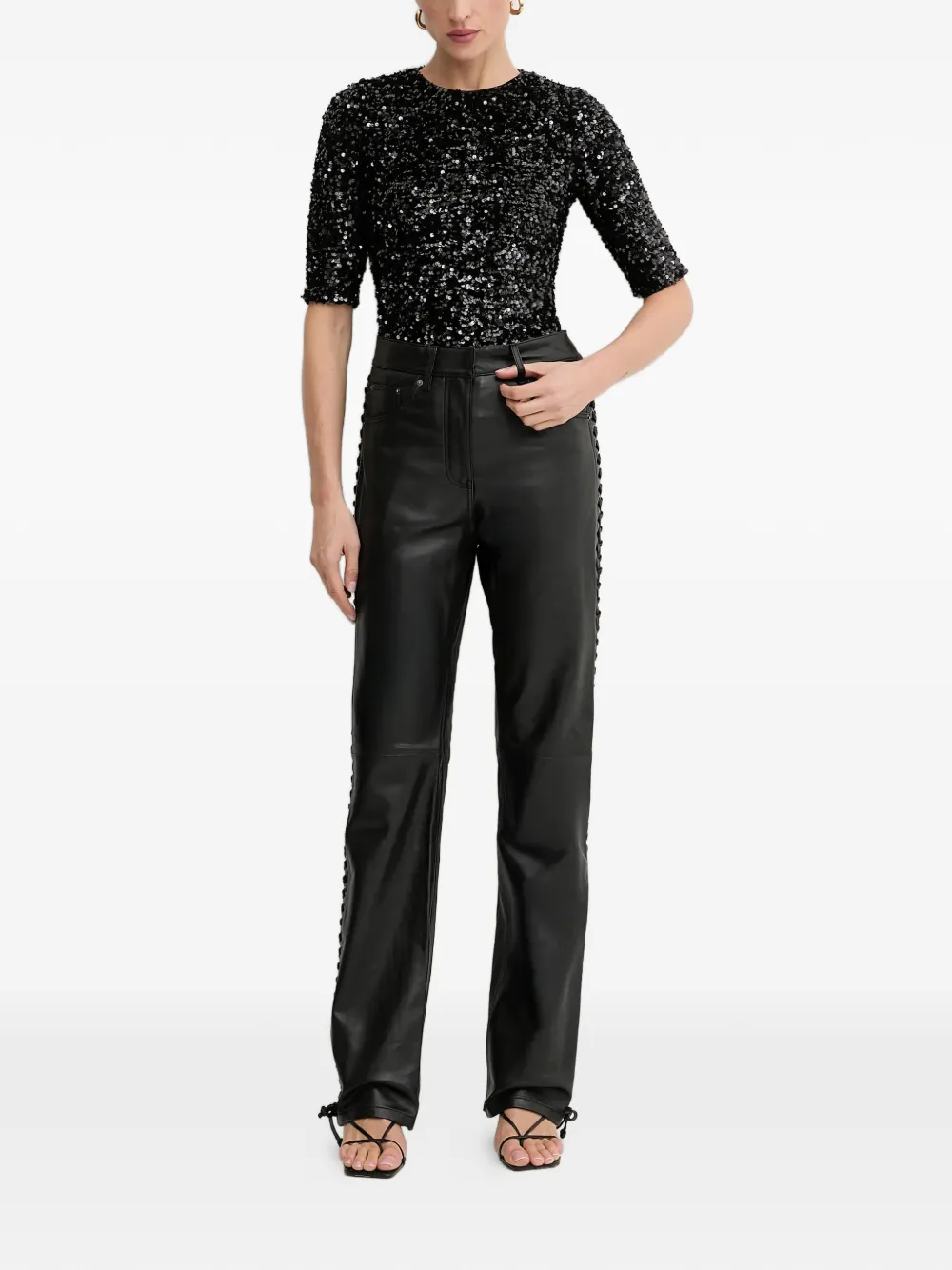  Bardot Sequin-embellished Top - Black 