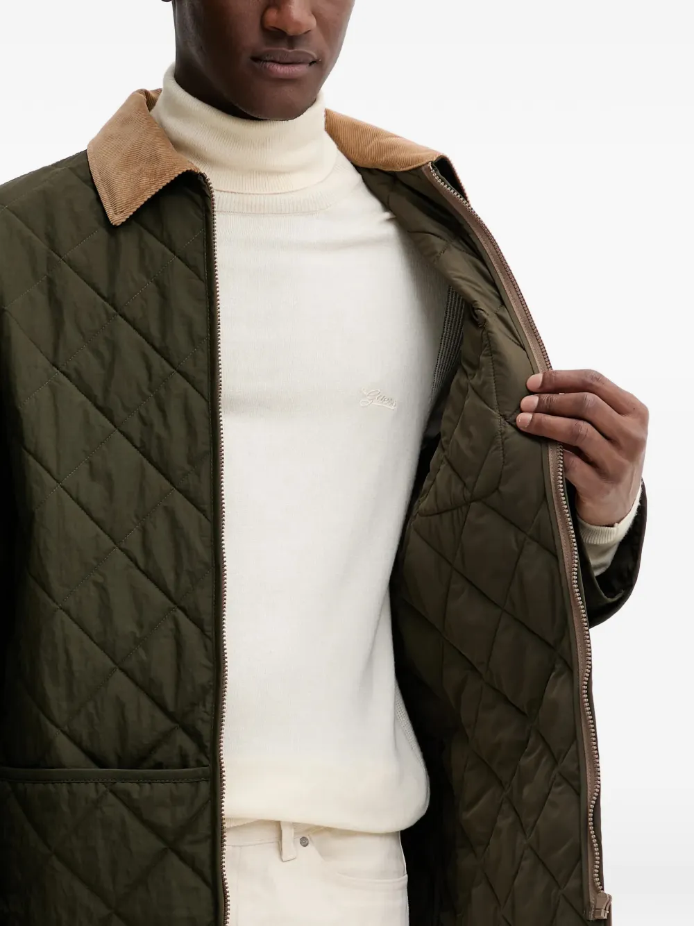 Bally Gewatteerd jack met ribfluwelen kraag Groen