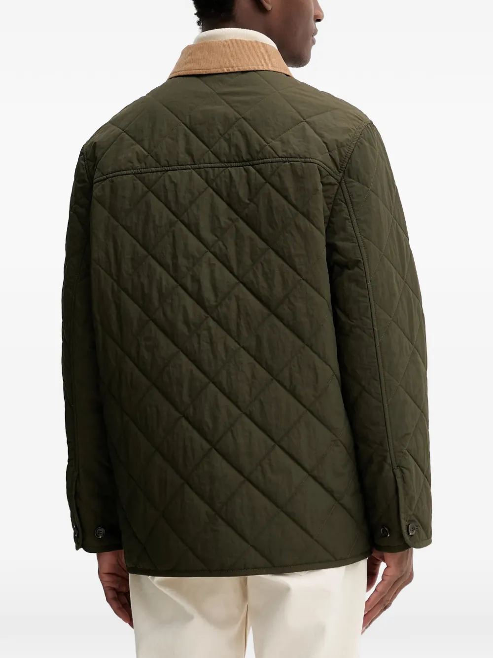  Bally Corduroy-collar Quilted Jacket - Green 