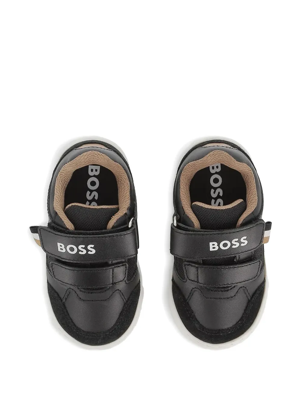 BOSS Kidswear Sneakers met klittenband en logodetail Zwart