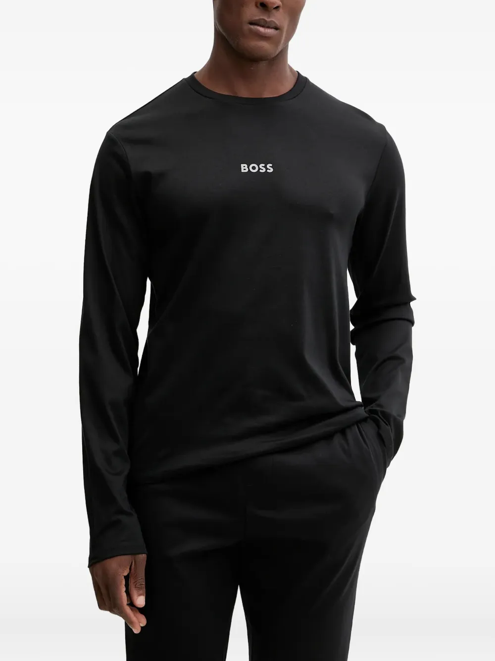 BOSS Xmas pyjama met logo en lange mouwen Zwart