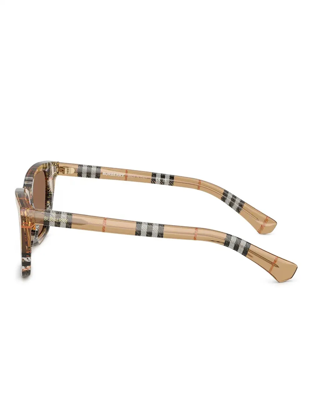 Burberry Eyewear Zonnebril met geometrisch montuur en tartan ruit Beige