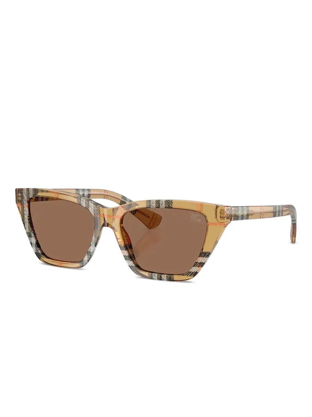 Burberry Eyewear Zonnebril met geometrisch montuur en tartan ruit Beige