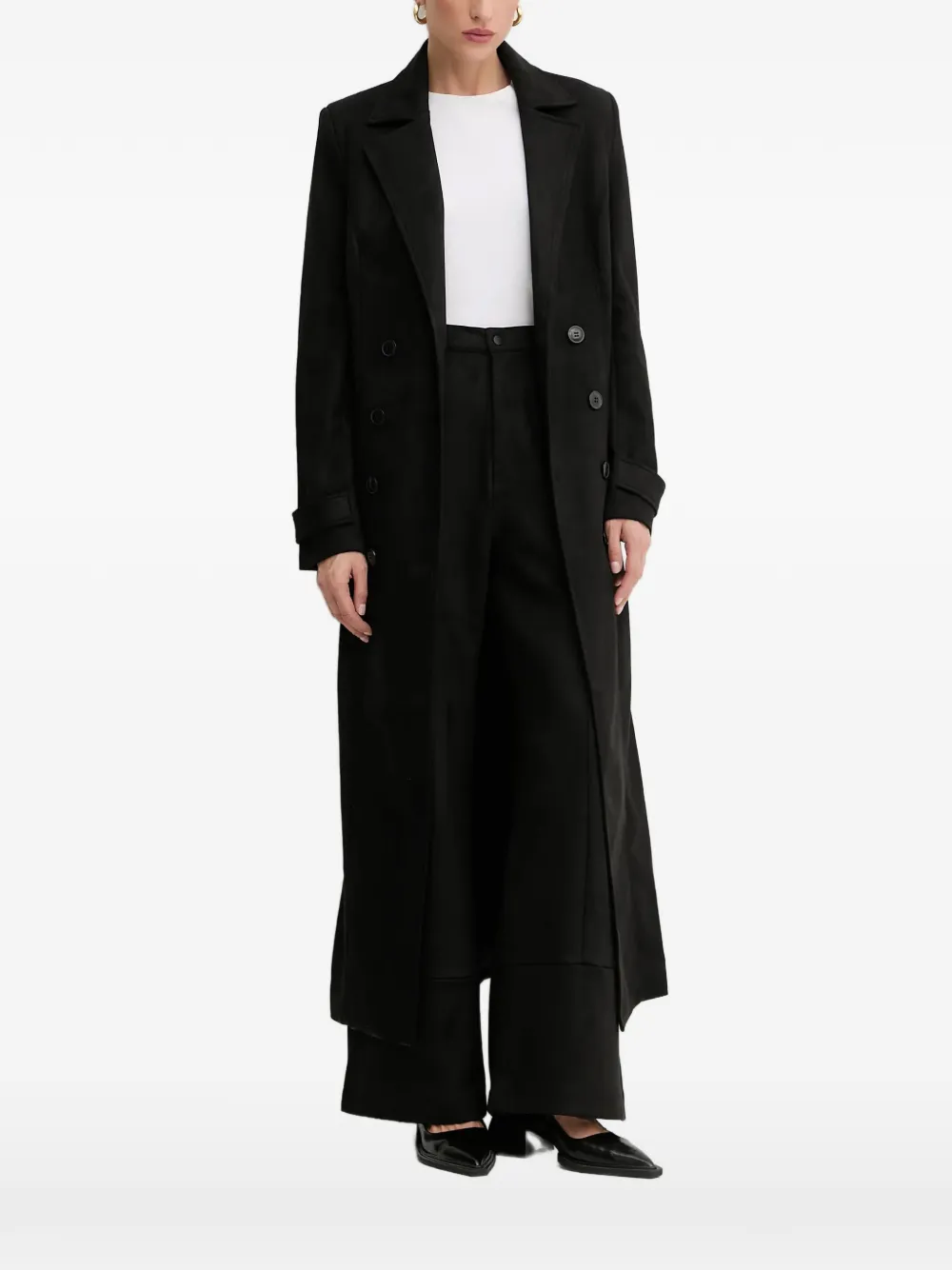 Bardot double-breasted tie coat - Nero
