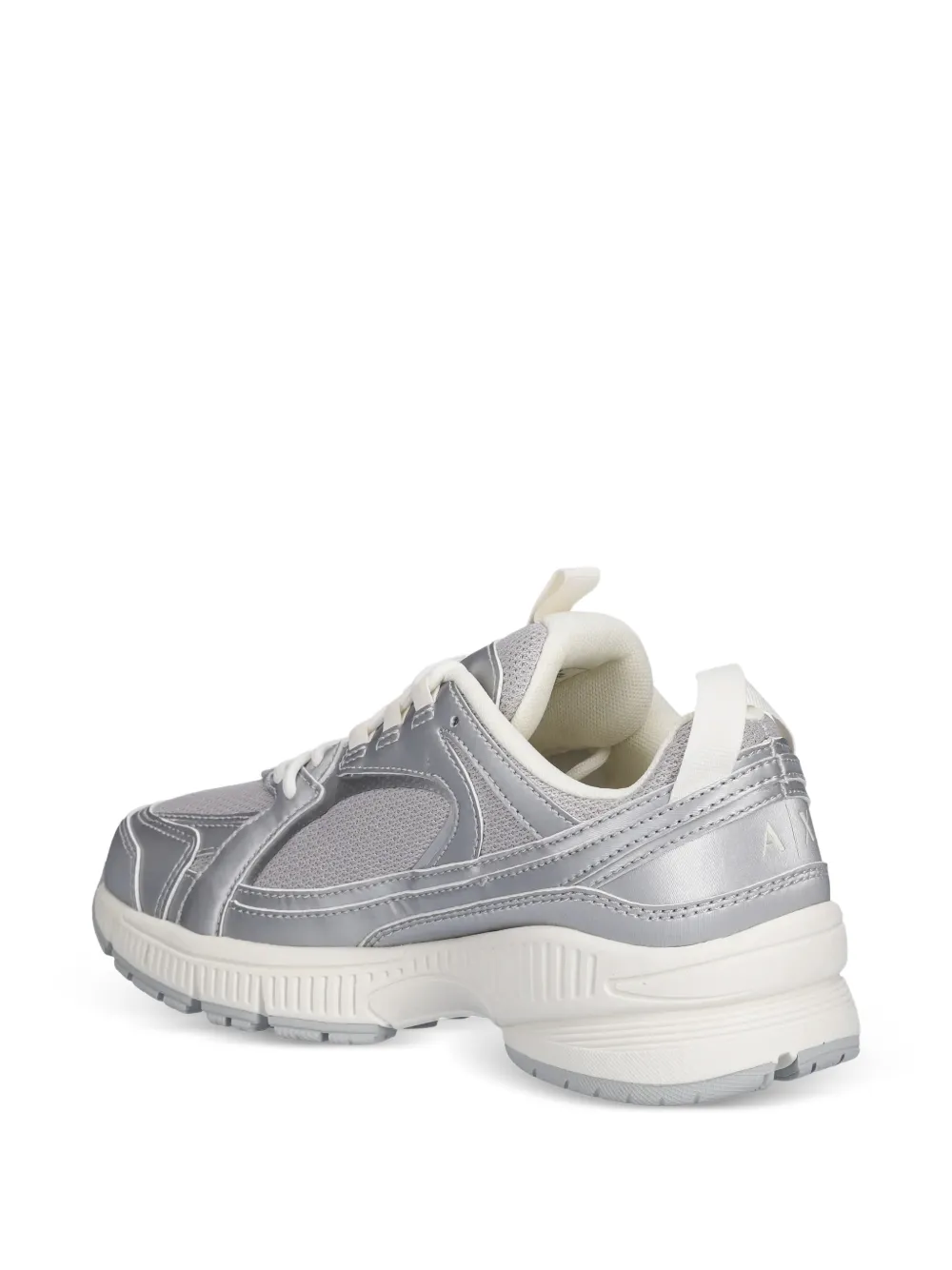  Armani Exchange Metallic Panelled Trainers - Silver 