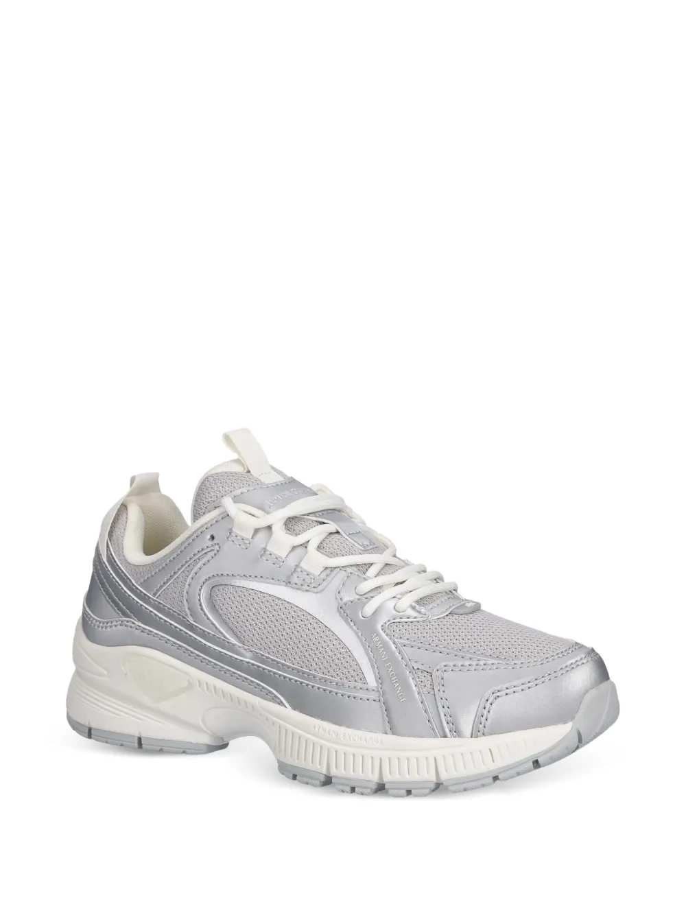  Armani Exchange Metallic Panelled Trainers - Silver 
