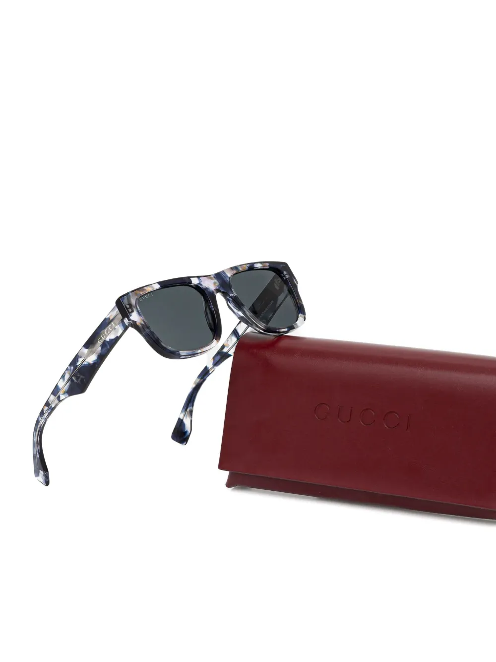 Gucci Eyewear Zonnebril met rechthoekig montuur Blauw