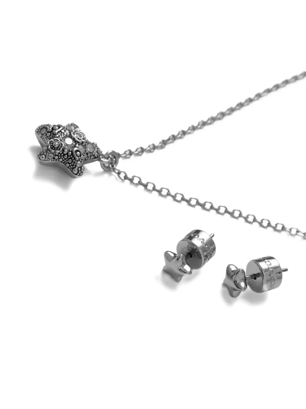 Coach Halsketting en oorbellen met sterbedel - Zilver