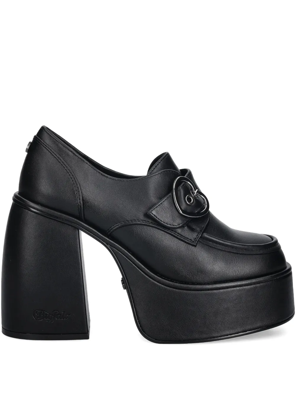 Buffalo 125mm Heart Buckle Platform Pumps In Black