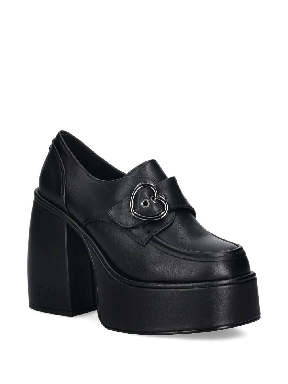 Buffalo 125mm Heart Buckle Platform Pumps In Black