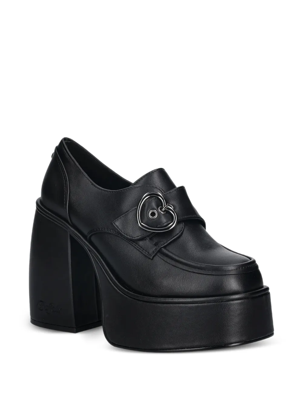  Buffalo 125mm Heart Buckle Platform Pumps - Black 