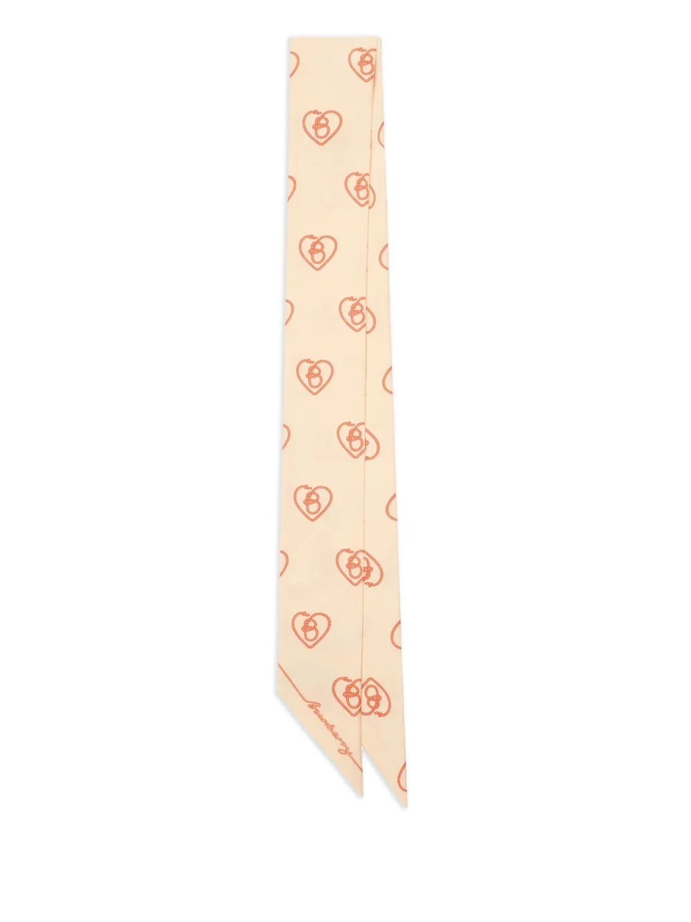 Burberry B Heart Silk Skinny Scarf In Neutral