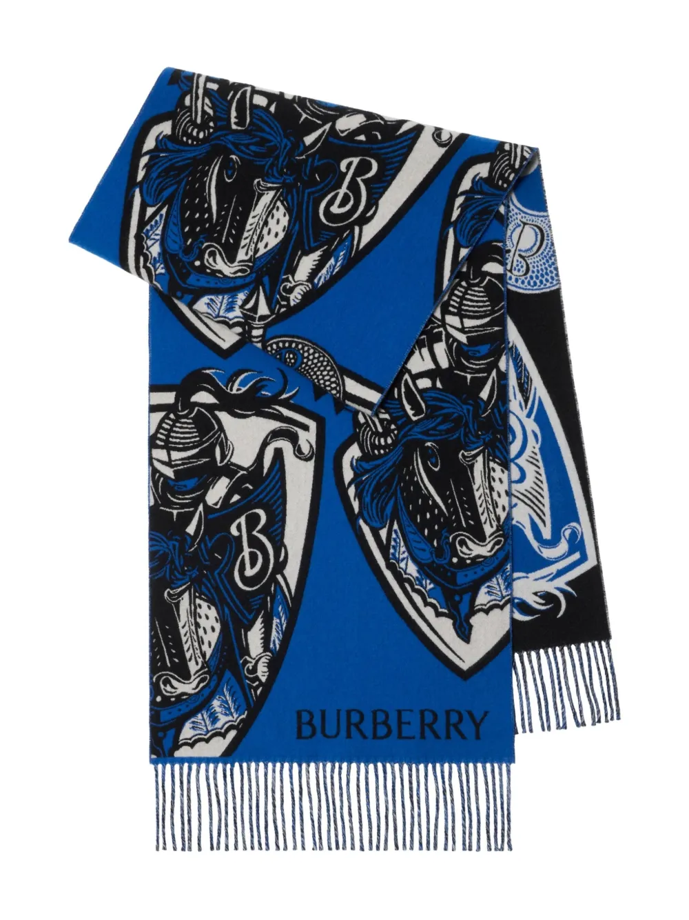 Burberry Sciarpa con frange - Blu