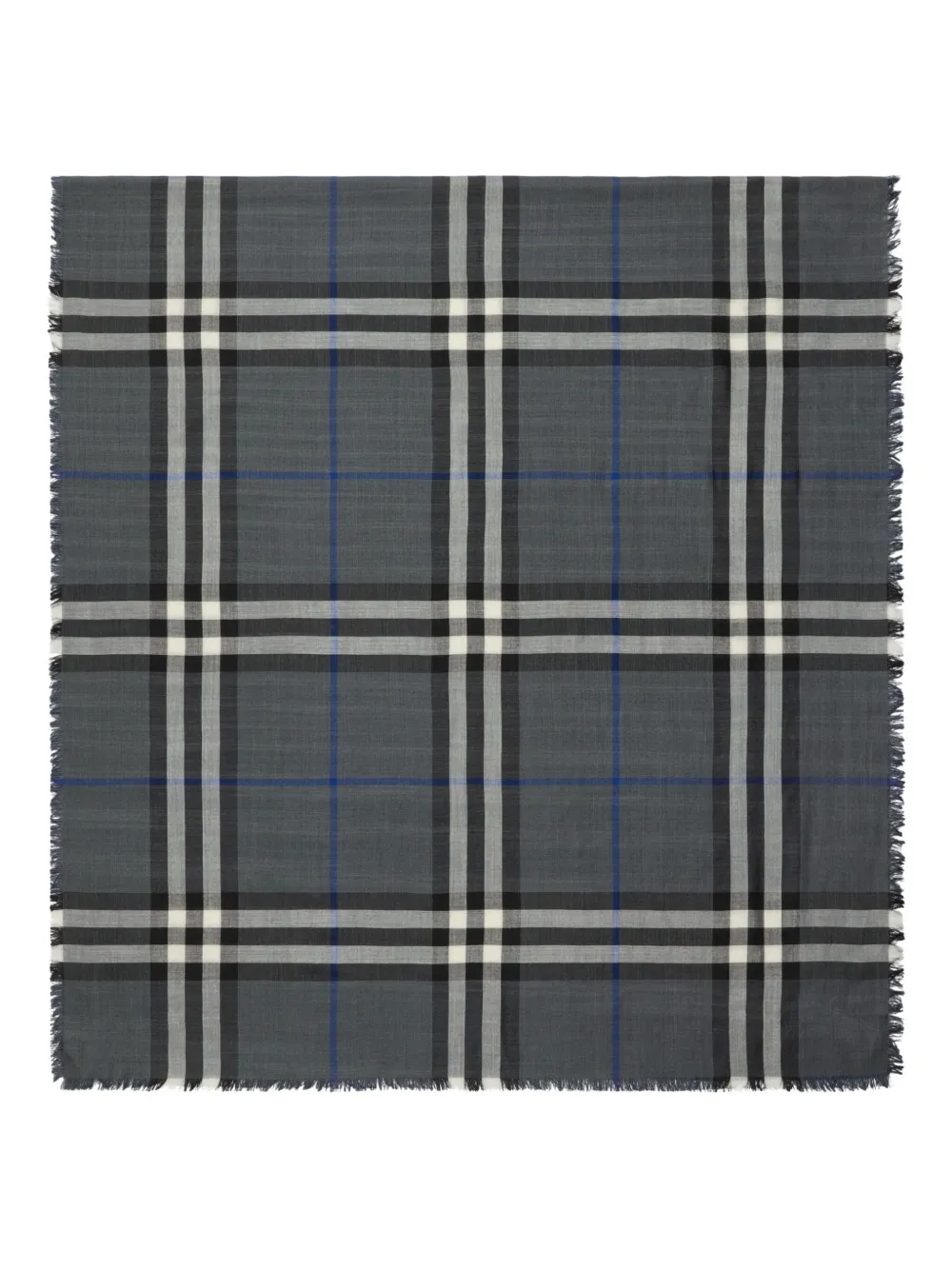 Burberry Checked Frayed Scarf In Gray
