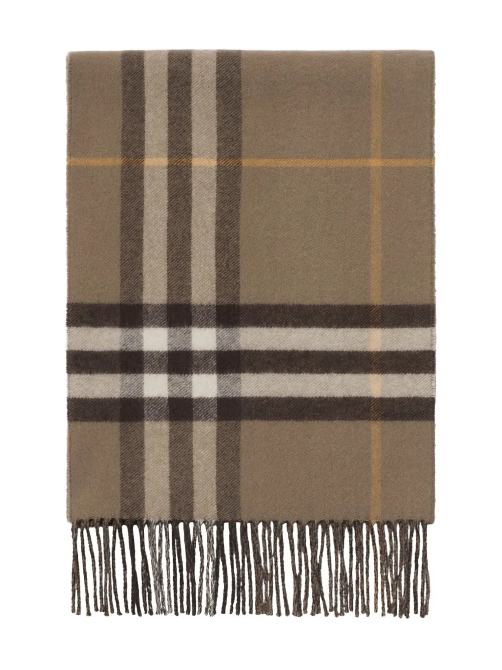 Burberry Double-face Fringed Cashmere Scarf In Brown