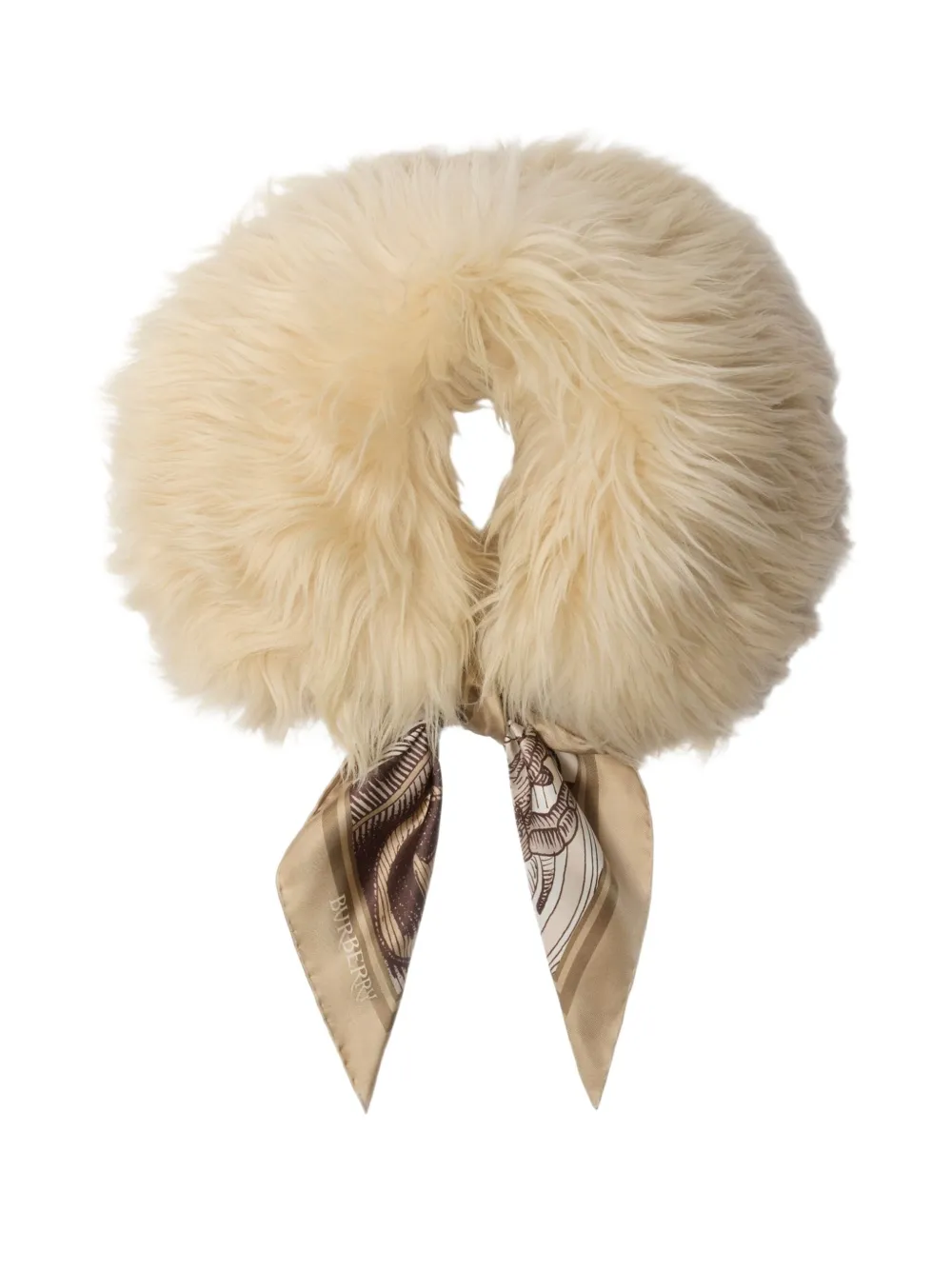 Burberry Shearling-collar Trim Scarf In Brown