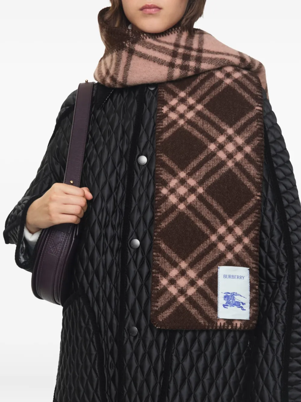Burberry Check-pattern Wool Scarf In Brown