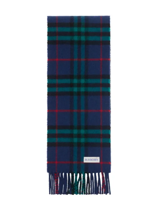 Burberry チェック フリンジ スカーフ | ブルー | FARFETCH JP