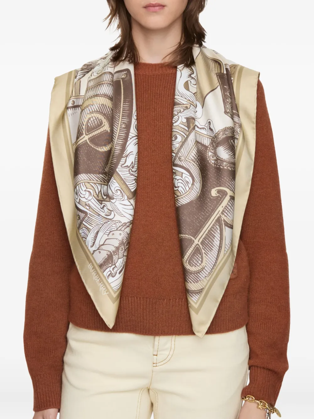 Burberry Zijden sjaal met print Beige