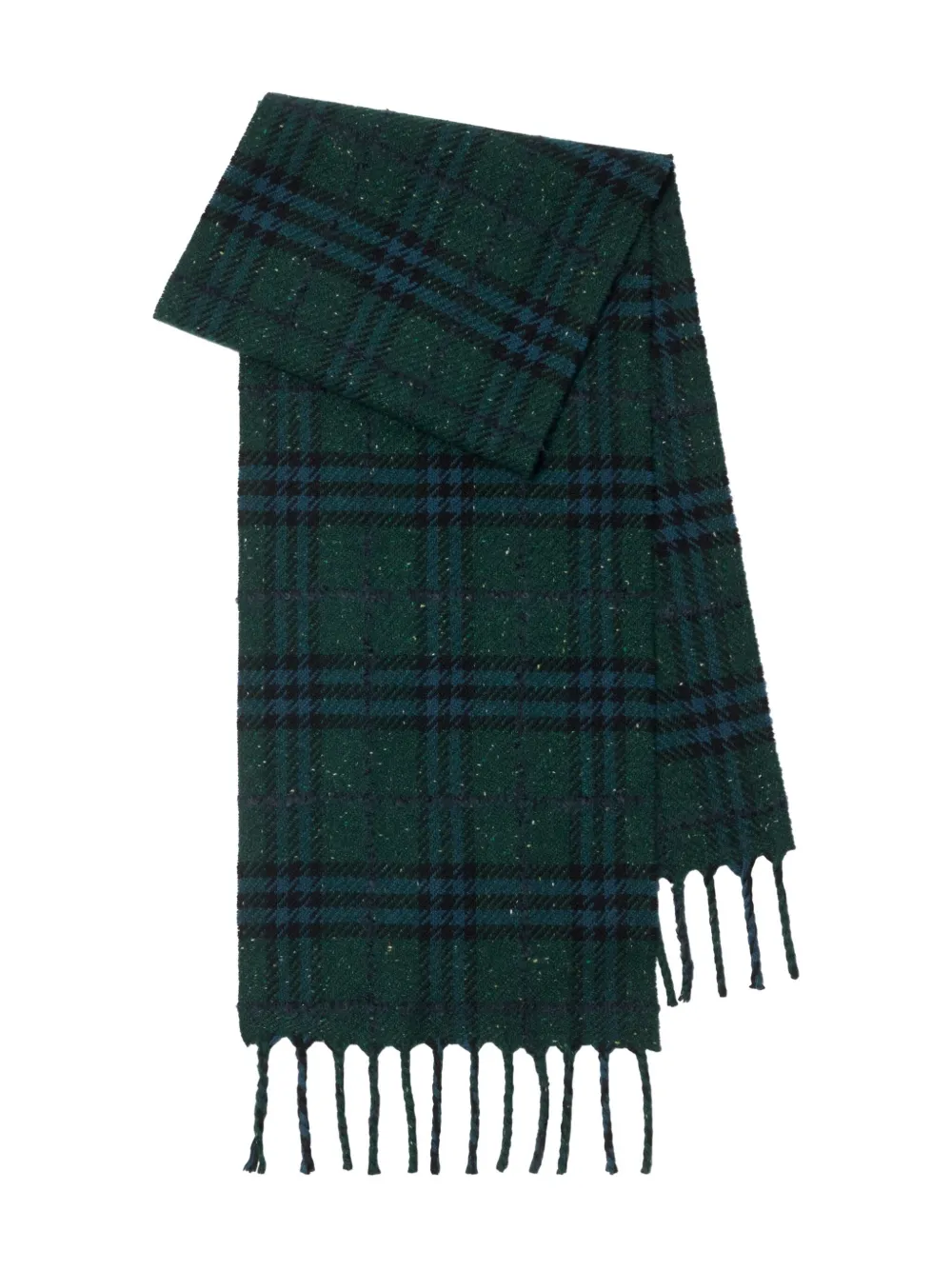 Burberry Check-pattern Fringed Scarf In Green