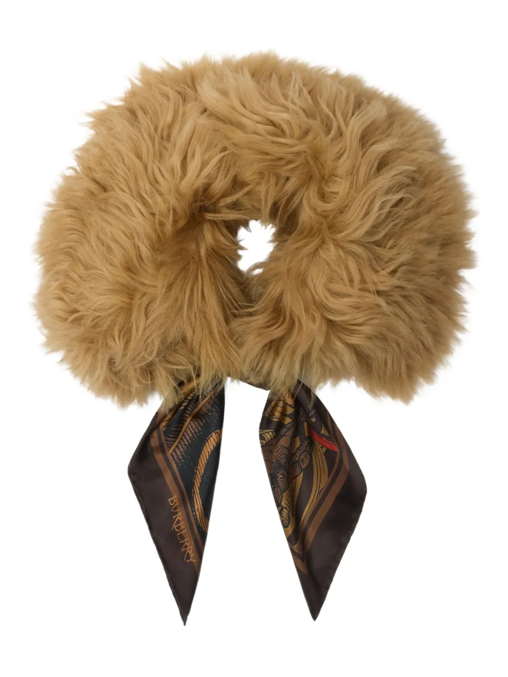 Burberry Foulard con colletto in shearling - Marrone
