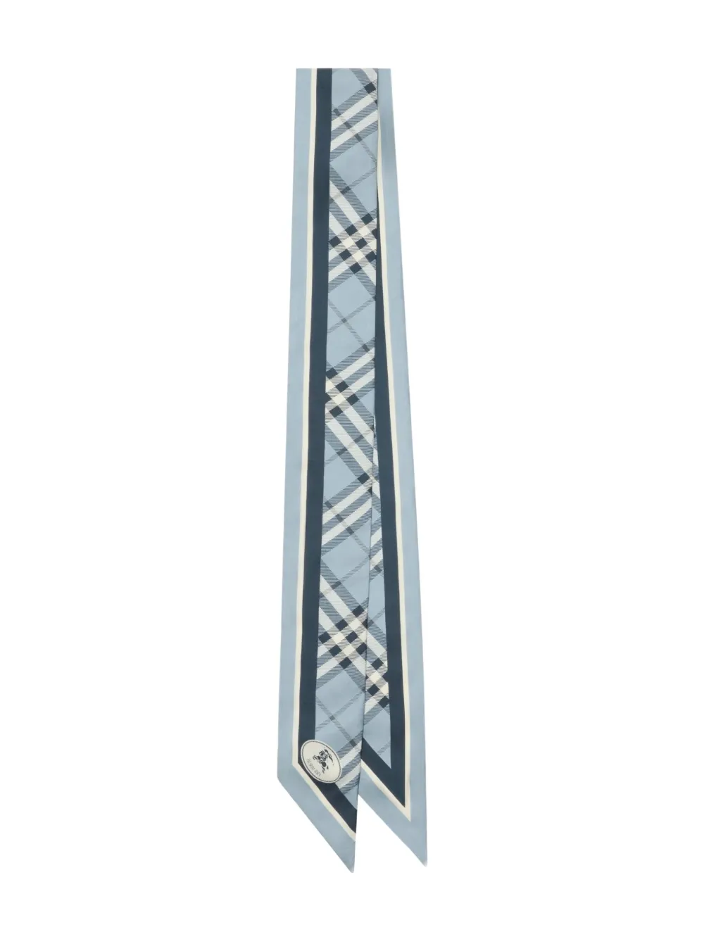  Burberry Checked Silk Scarf - Blue 