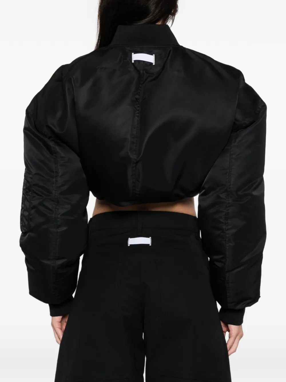 B1archive Zip-up Cropped Bomber Jacket In Black