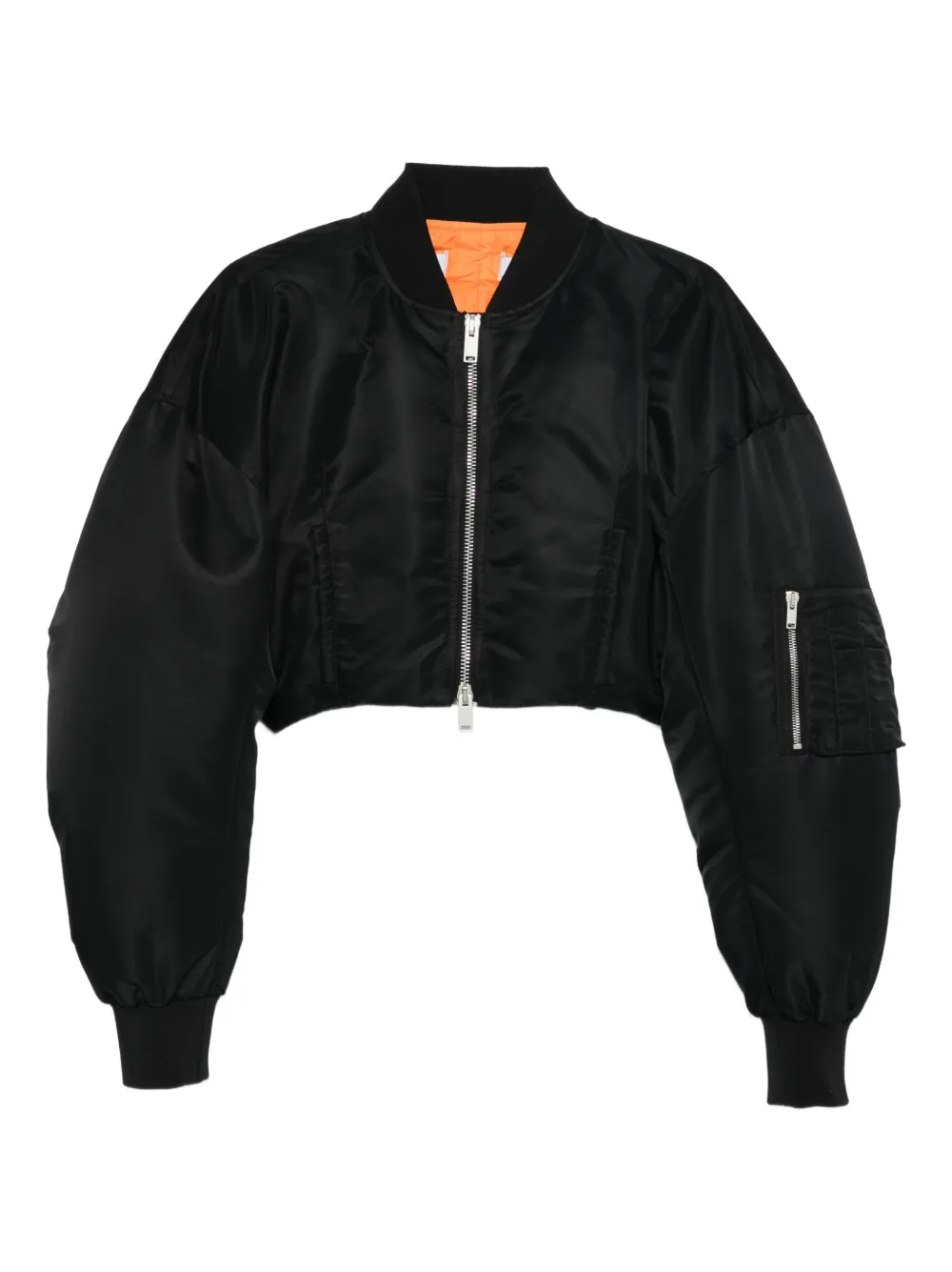 B1archive Zip-up Cropped Bomber Jacket In Black