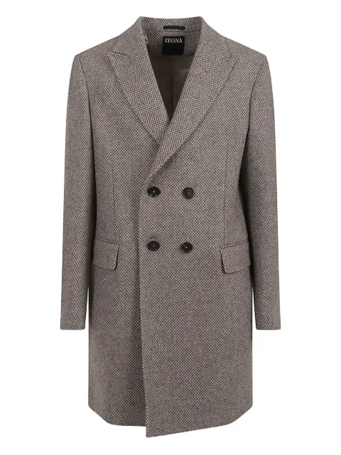 Zegna double-breasted herringbone-effect coat