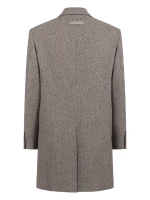 Burberry Long Herringbone Wool Trench Coat | Grey | FARFETCH