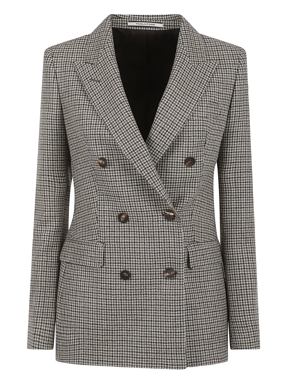 Tagliatore Double-breasted Houndstooth Blazer In Gray