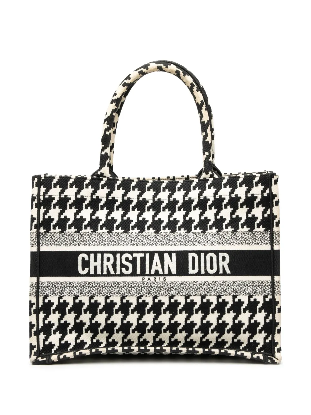 Christian Dior Pre-Owned 2021 ミディアムキャンバス ハウンドトゥース エンブロイダリー ブックトートバッグ - Christian Dior Pre-Owned 2021 ミディアムキャンバス ハウンドトゥース エンブロイダリー ブックトートバッグ -