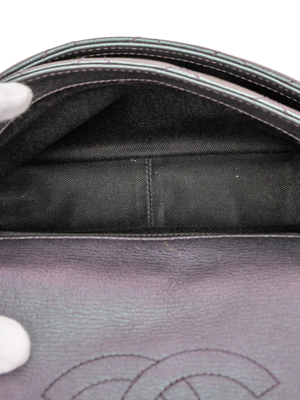 Pre-owned Chanel 2015-2016 Small Iridescent Goatskin Rainbow Hardware Double Carry Waist Chain Flap Satchel In Multi