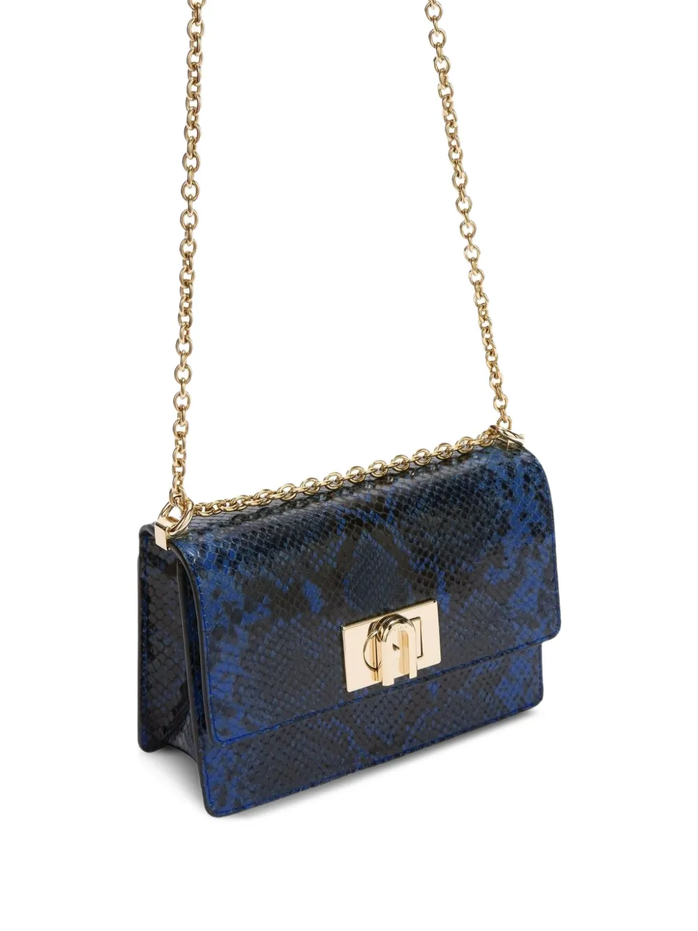  Furla Arco Python-print Crossbody Bag - Blue 