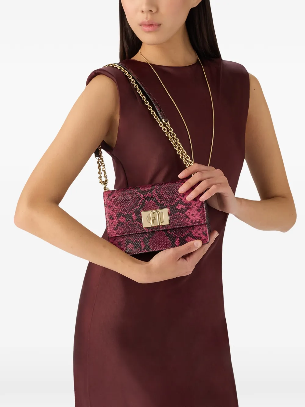 Furla 1927 mini-crossbodytas met dierenprint Roze